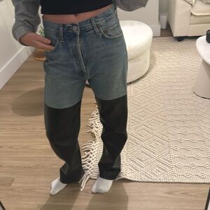 Blue jeans with leather Agolde